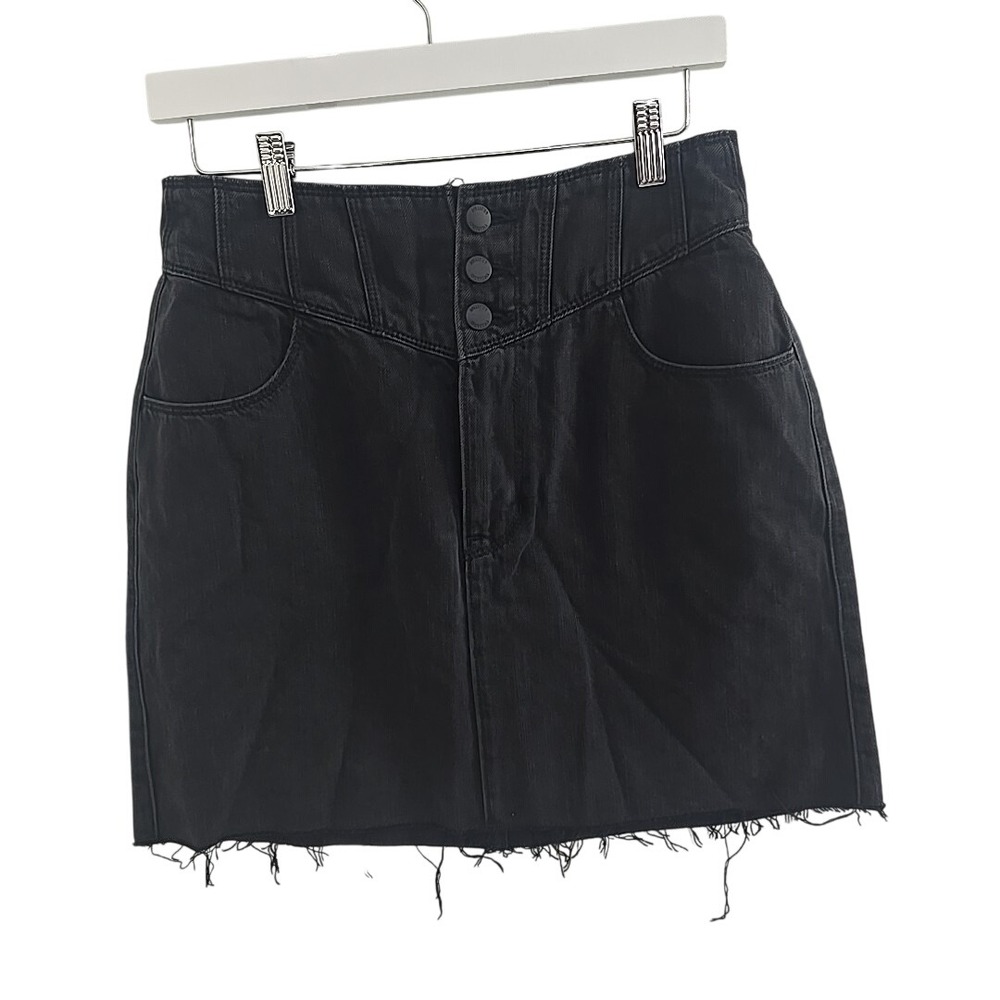 Hollister Ultra High-Rise Mini Skirt Size 11/w30 Black Denim Y2K Western Preppy